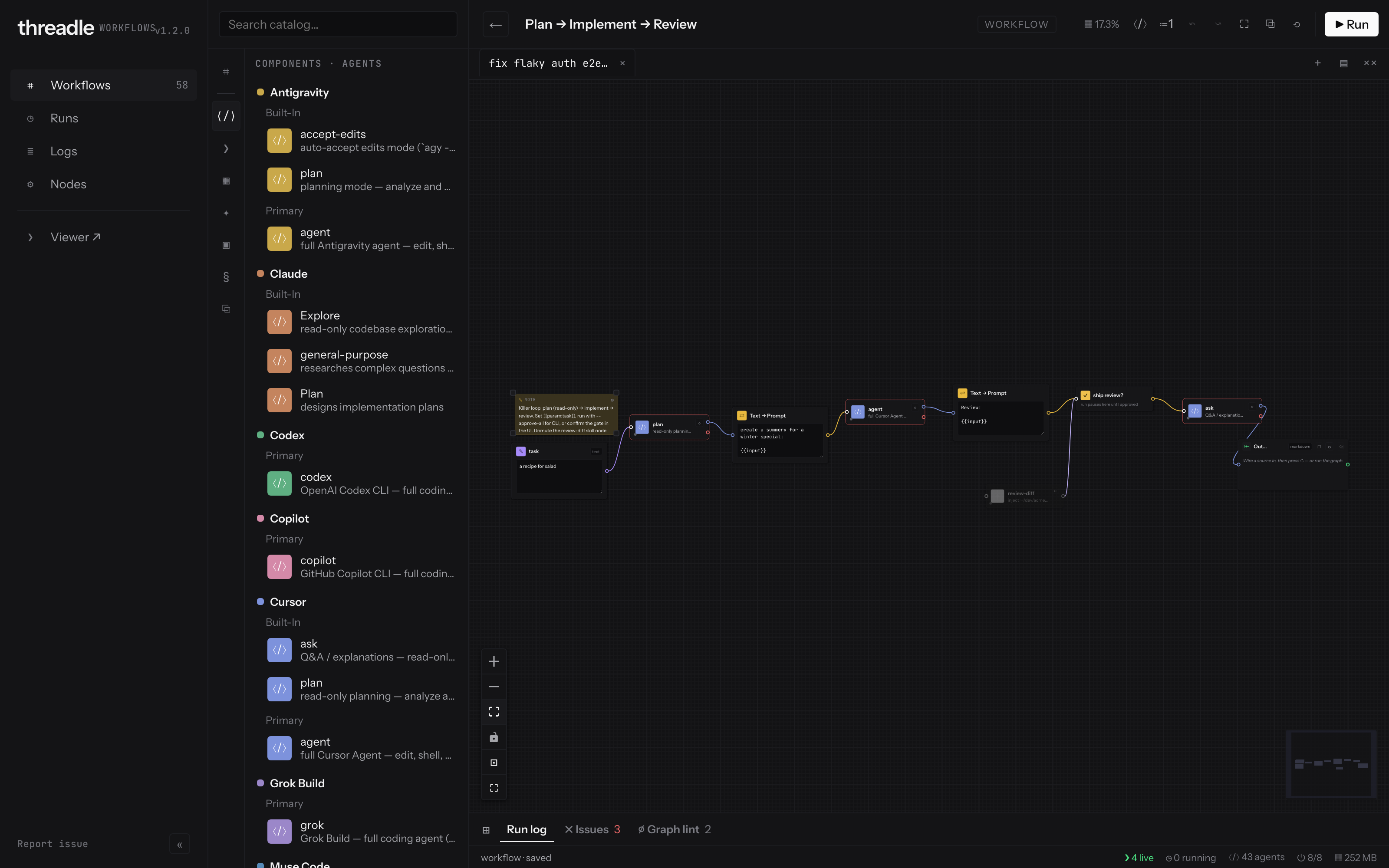Workflows addon canvas with agents and context